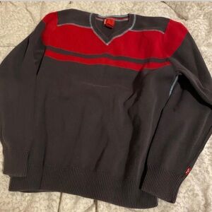 Men's Levi Red and Gray V-Neck Sweater